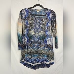 World Unity 3/4 Sleeve Whimsical Fairy Studded Fairy Top Blouse sz XXL